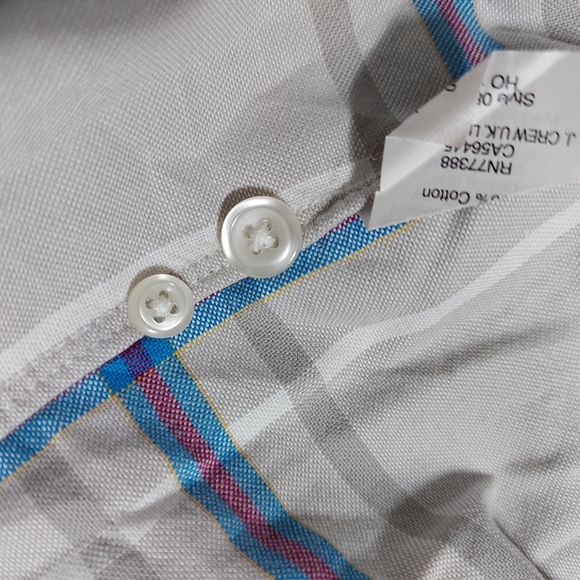 J CREW Oxford Gray & Striped Button Down Shirt - Picture 3 of 4